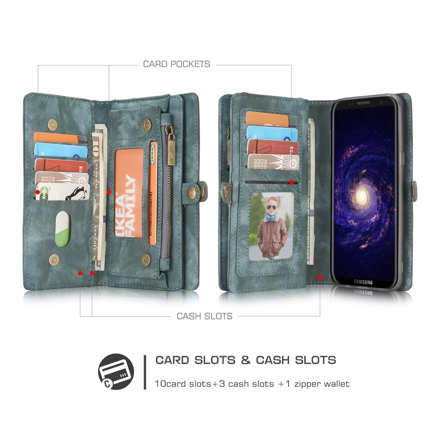 Черный Для Coque Galaxy S8 Plus чехол s Премиум Ретро кошелек на молнии кожаный чехол-книжка Магнитный чехол для samsung S8 S8 Plus S9 S7Edge - Цвет: Черный