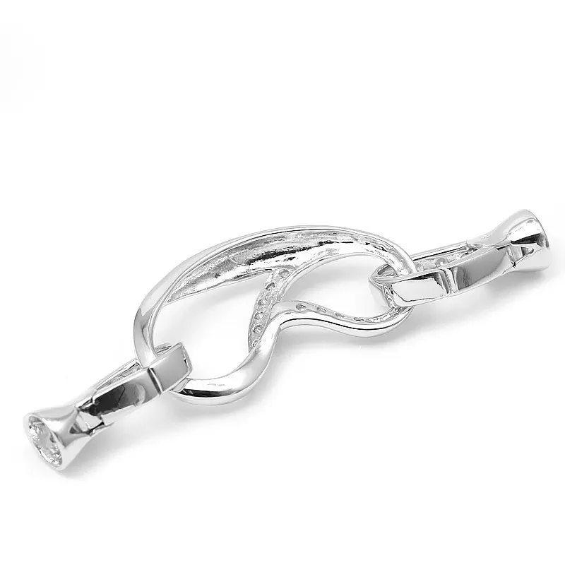 JOYMARK Music Symbol 925 Sterling Silver Zircon Pave Connector Clasps With End Caps For DIY Pearl Gemstone Necklace SC-CZ130 | Украшения и