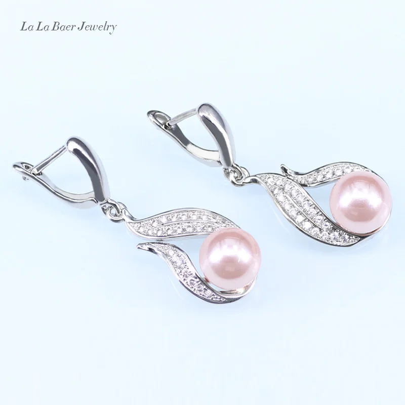 Винтажное серебро 925 бижутерия Модные полые капли воды с розовым искусственным