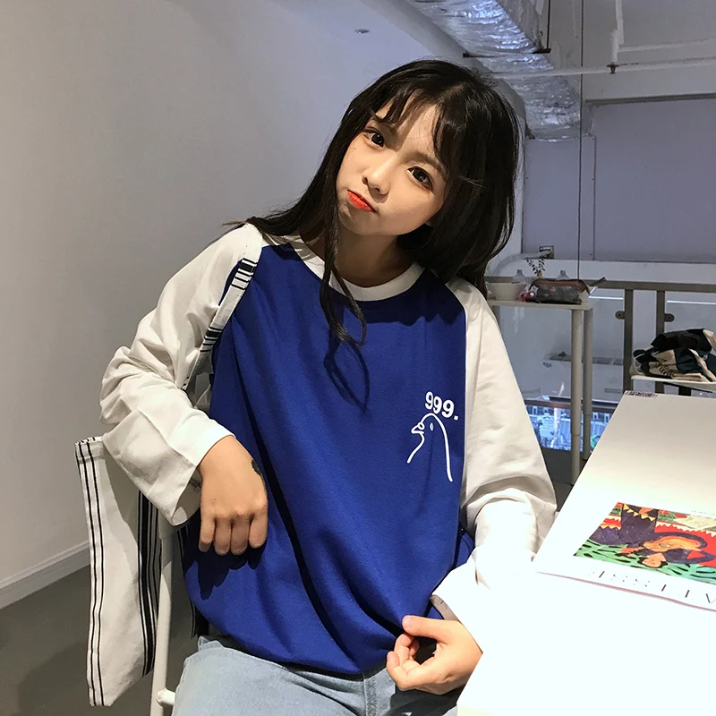 Женская футболка YouGeMan сезон весна-осень 2021 в Корейском стиле с принтом Ulzzang Harajuku