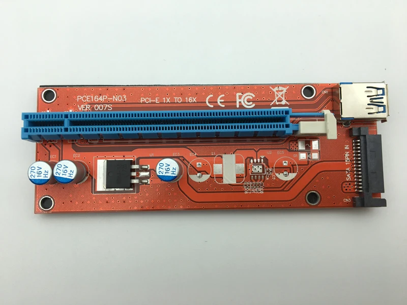 Красный VER007S 0 6 M PCI E 1X до 16X Райзер карта расширения Express адаптер USB 3 кабель 15Pin SATA