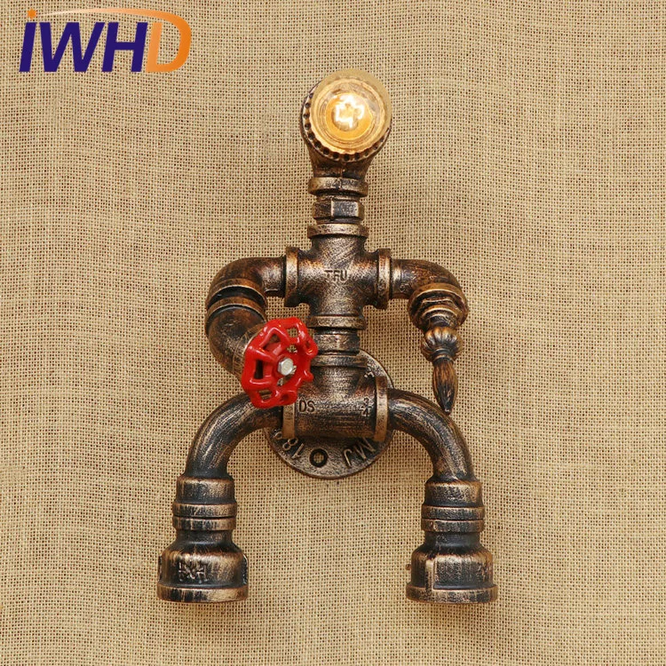 Лампа в стиле ретро Лофт для водопроводной трубы светодиодные лампы робот