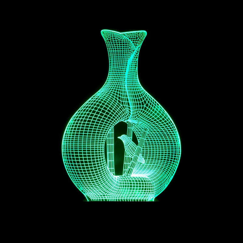 3D Оптические иллюзии LED прекрасный визуальный Птичка в клетке свет стол 7 цветов