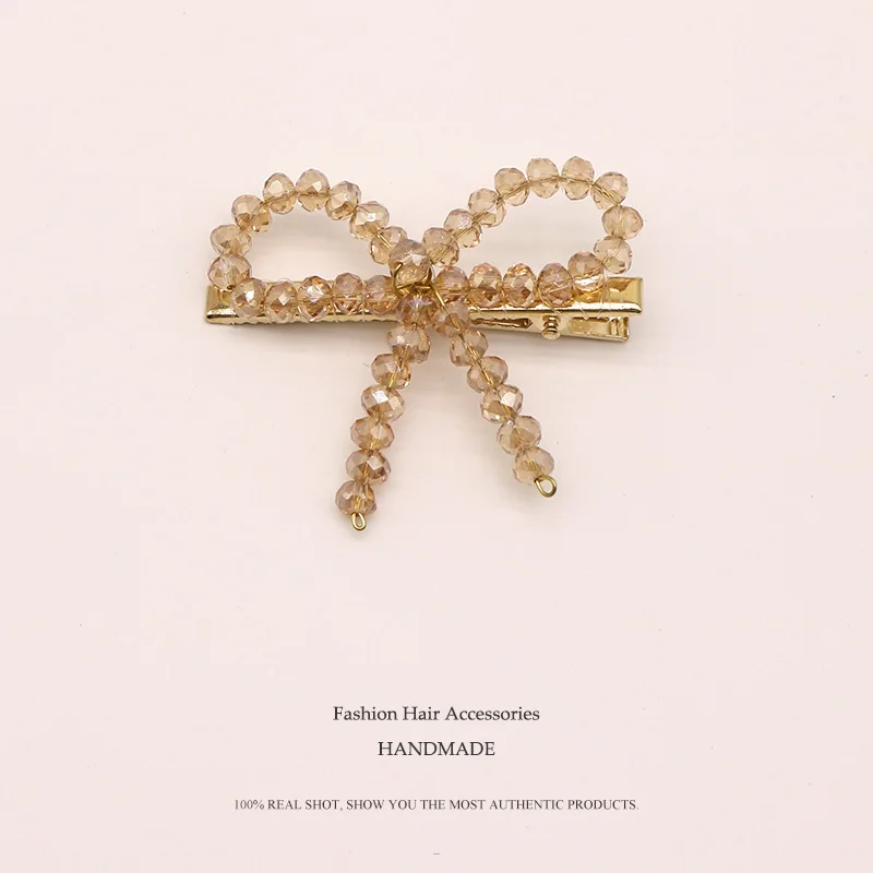 Euhra Crystal Hair clip for women's Gold Copper bow-knot Barrettes Pink White Rosette wedding Party hair accessories |