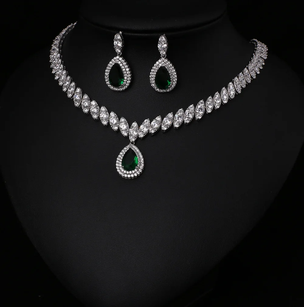 Хит продаж Свадебные Ювелирные наборы из прозрачного кубического циркона
