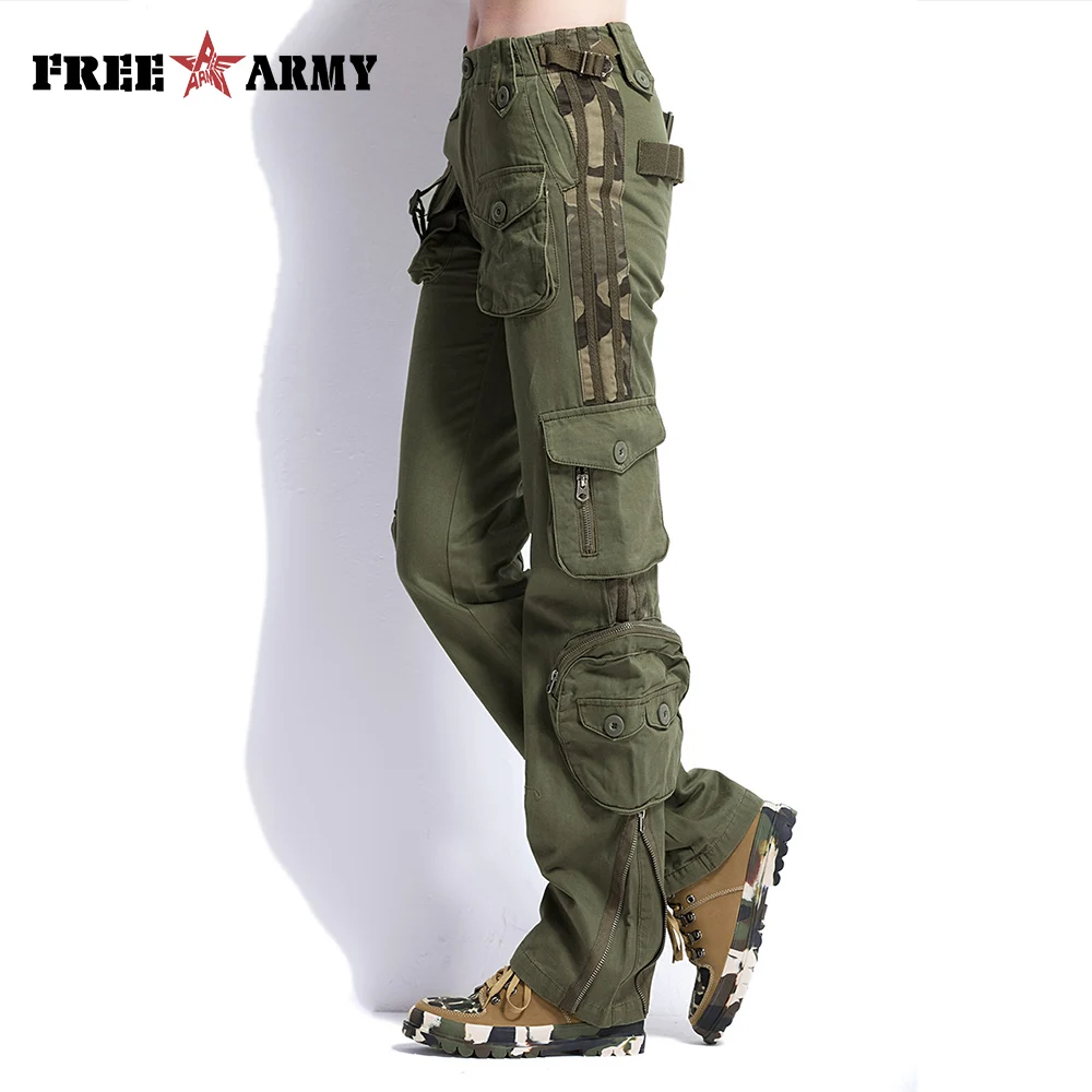 Large Size Cargo Pants Women Winter Military Clothing Tactical Pants Multi-Pocket Cotton Joggers Sweatpants Army Green Trousers