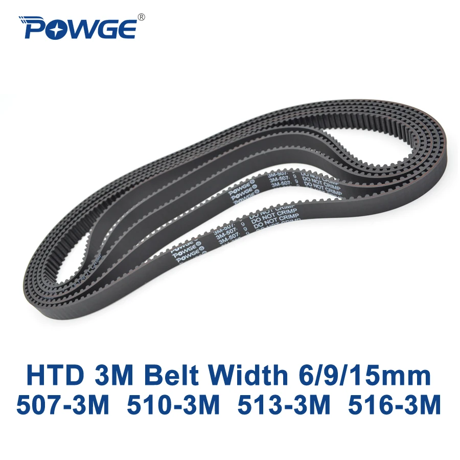 

POWGE HTD 3M Timing belt C= 507 510 513 516 width 6/9/15mm Teeth 169 170 171 172 HTD3M synchronous 507-3M 510-3M 513-3M 516-3M