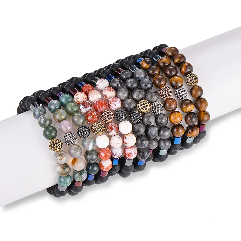 Браслет из круглых бусин 8 мм натурального камня | Украшения и аксессуары