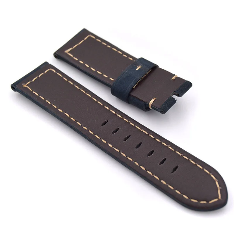 Ремешок мужской кожаный в стиле ретро 22/24 мм|watch strap|blue strapsleather 22mm |