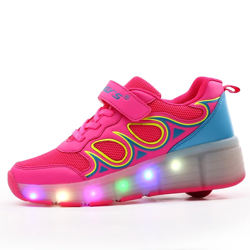Children Light Roller Shoes Fashion Breathable With LED Lighted Boy &amp Girls Sport Casual Kids Wheels Sneakers BZ043 | Детская одежда