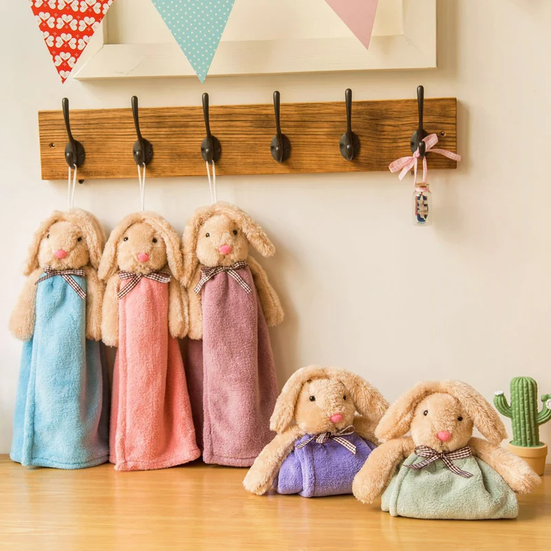 Мультяшное животное подвесное мягкое полотенце для рук коралловый бархат