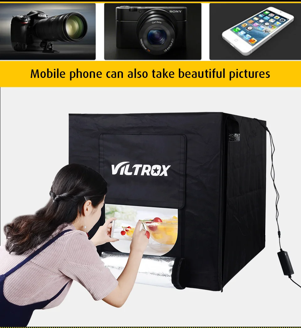 Складной софтбокс Viltrox 60 см/40 см для студийной фотосъемки светодиодный светильник софтбокс светильник для палатки фон для DSLR камеры телефона фото