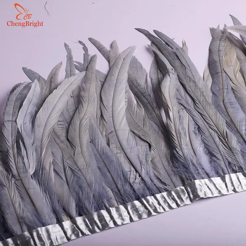 Grey ChengBright 1 ярдов 12-14 дюймов ширина хвостовые перья птиц отделка Coque перо лента платье костюм с юбкой Шлейфы бахрома отделка Diy - Цвет: Grey