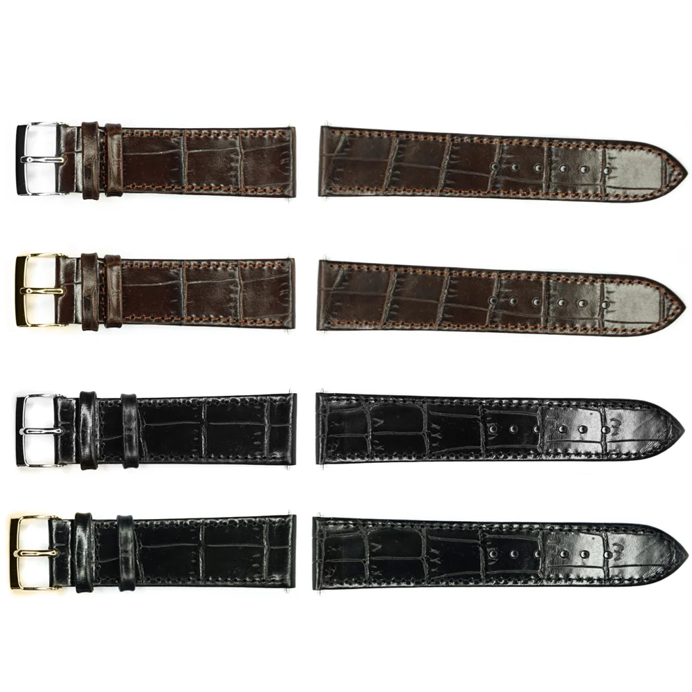 

YQI Italian Genuine Leather Watch Strap 22mm Watchband Thin Black Dark Brown Stainless Steel Buckle Watch Belt For Hour