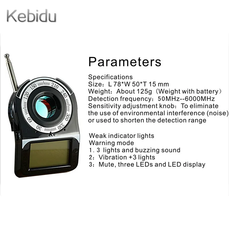Kebidu CC309 1 6 &quotЖК дисплей наблюдения анти ошибка шпионский лазер GPS GSM сигнал WIFI G4 RF