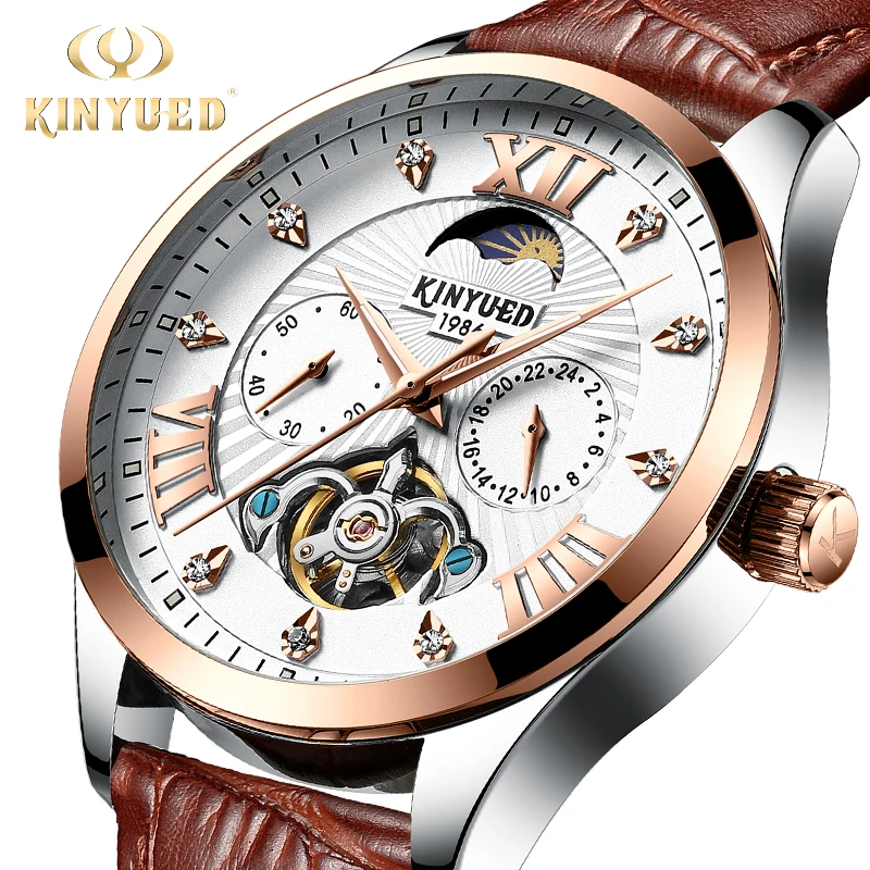 KINYUED 2019 лучший бренд класса люкс Diamond хронограф для мужчин механические часы с