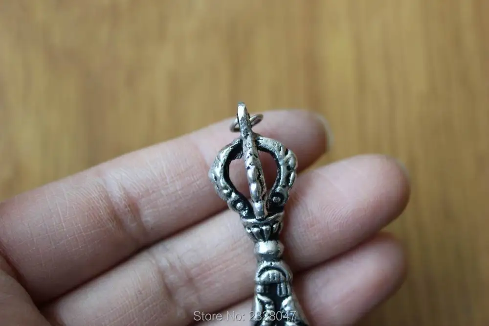 PN090 винтажный тибетский серебряный мужской амулет Dorje Vajra подвеска ручной работы