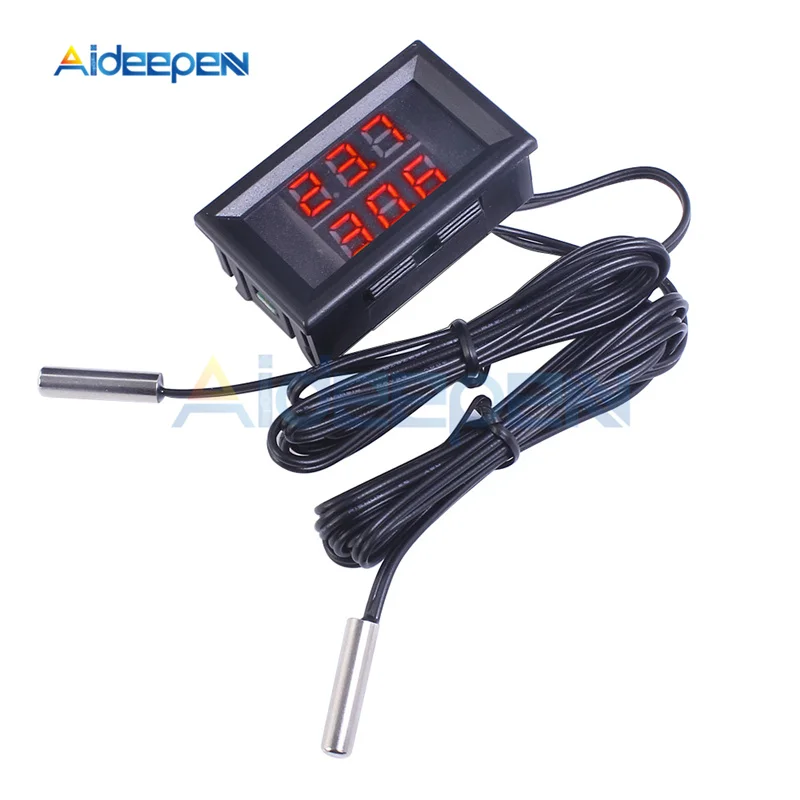 Мини DC 4 V-28 V 0,28 дюймов светодиодный цифровой термометр с двойным дисплеем w/NTC водонепроницаемый металлический датчик температуры тестер для внутреннего использования