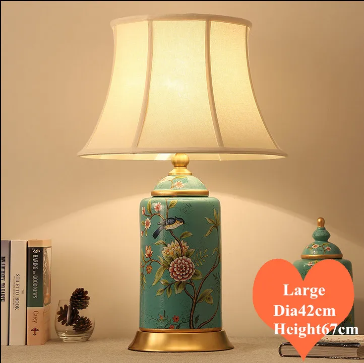 Китайские Большие Керамические настольные лампы blue flower bird винтажный сенсорный