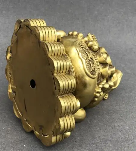 

Chinese brass Wealth Money treasure bowl zodiac Animal monkey sculpture