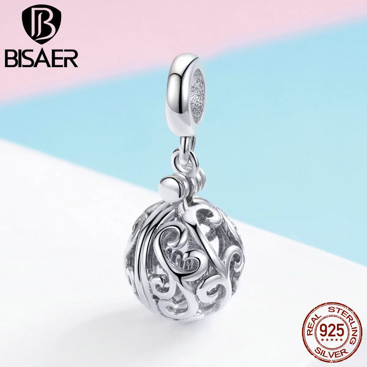 BISAER Горячая 925 пробы серебро, мама любовь подарок для матери подарок подвески бусины подходят для ожерелья браслеты DIY Ювелирные изделия ECC1008