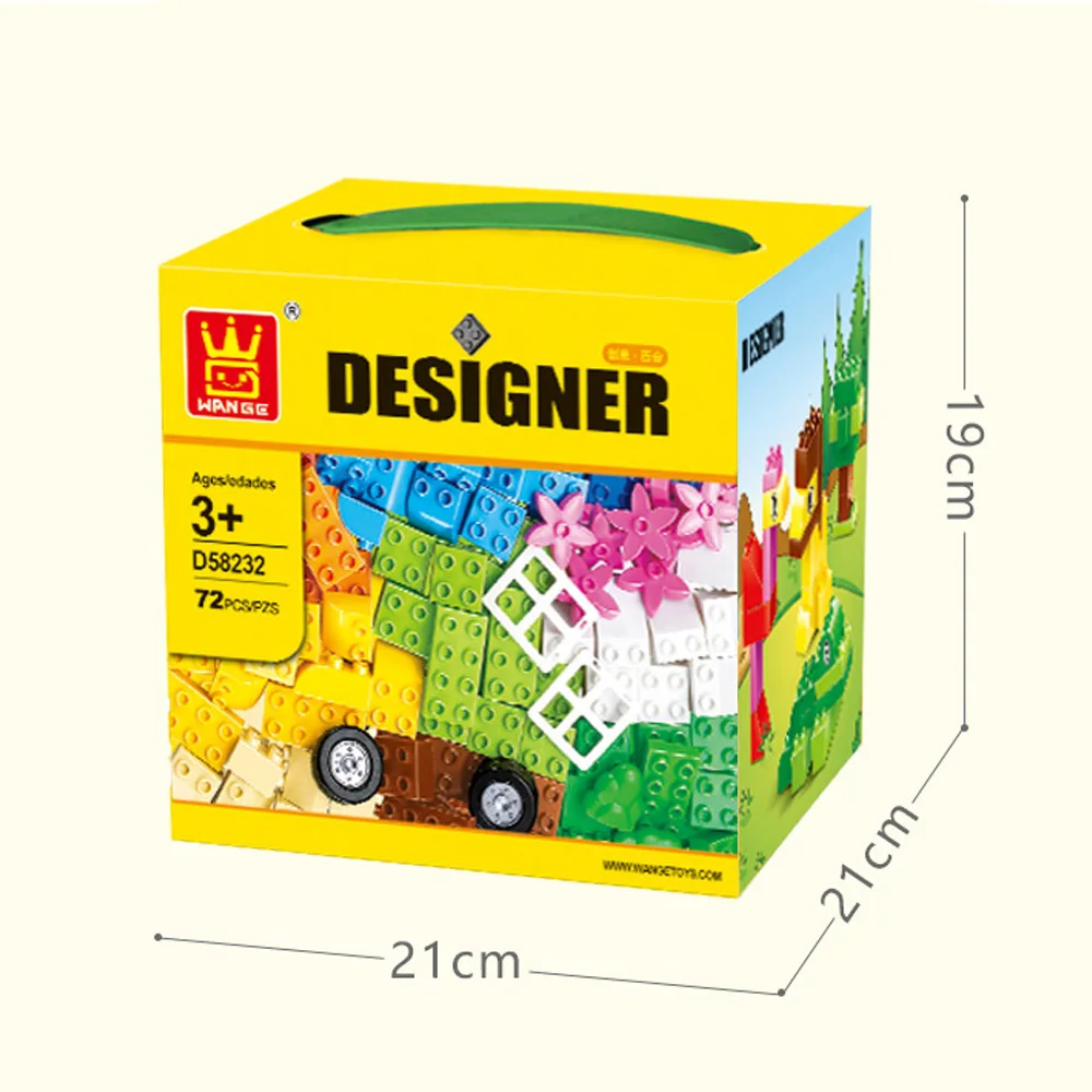 

WANGE 72PCS Big Size Building Blocks for Kids DIY Creative Bricks Accessroies Parts Educational Toys for Children Gift