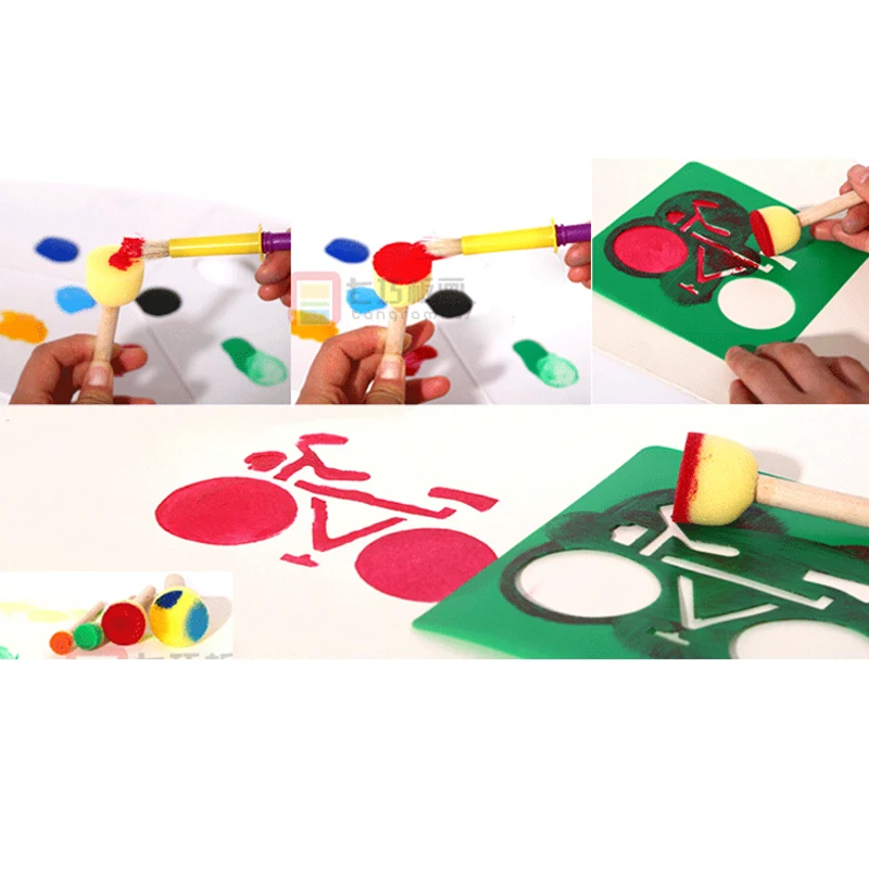 4 шт./компл. губка с деревянной ручкой для искусственного макияжа детская краска