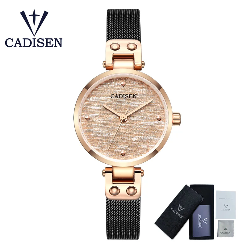 Rose gold CADISEN, новые женские часы, роскошные брендовые часы, женские модные часы, кварцевые наручные часы, золотые женские часы, Reloj Mujer - Цвет: Rose gold