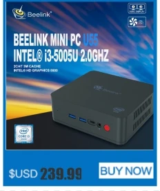 Beelink U55 Мини ПК Windows 10 Intel Core I3-5005U Intel HD graphics 5500 8 Гб 256 ГБ SSD Мини компьютер 2,4G+ 5,8G WiFi BT4.0 ПК