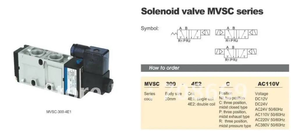 MVSC300-4E1 220V AC 5Port 2Pos 1/2&quot BSP Solenoid Air Valve Single Coil Led | Обустройство дома
