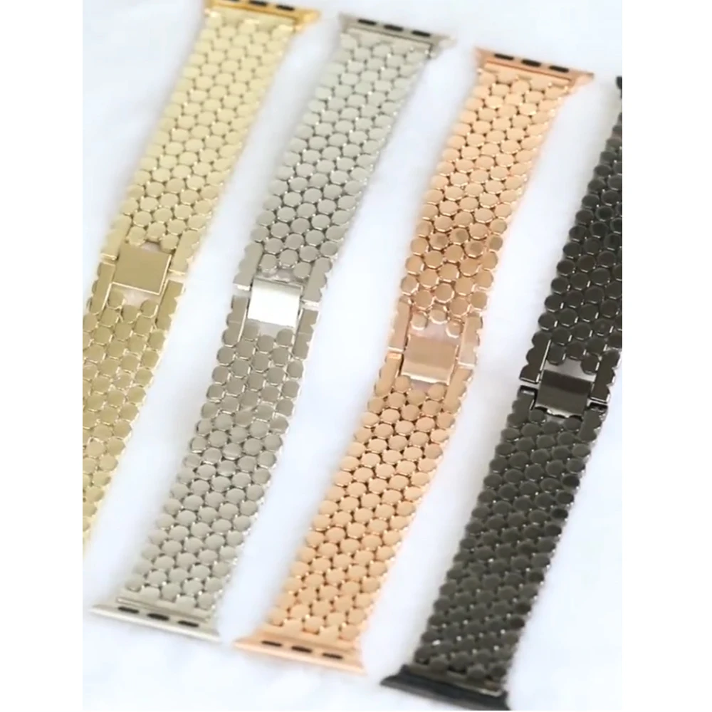 Ремешок из нержавеющей стали для Apple watch band 44 мм 40 звеньевой браслет iwatch 42 38 Band 6 SE 5 4