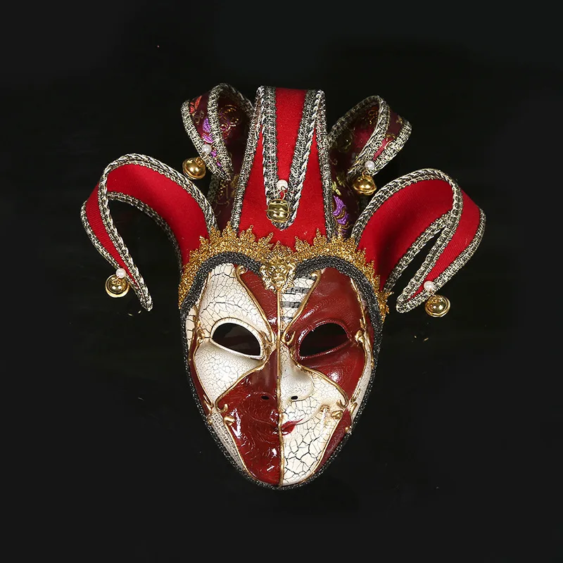 1pcs Clown Masquerade Mask Venetian Bell Masks Halloween Maske Mascaras Cosplay Jester Costume Drama Party Carnival Masque Props | Дом и сад