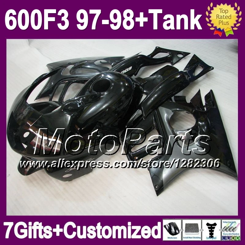 7 подарки горячие черный для HONDA CBR600F3 цб рф 600F3 97 98 CBR600 F3 серебро FS * 1772 CBR 600 1997 1998