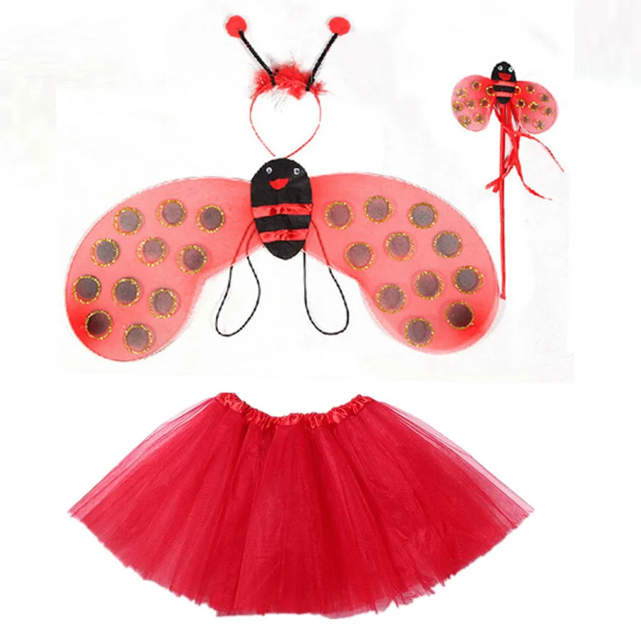 10set Girl Children Bee Ladybird Cosplay costume Headband Wands LED Light Tutu Skirt Party Birthday Gift Dance Glow Show | Тематическая