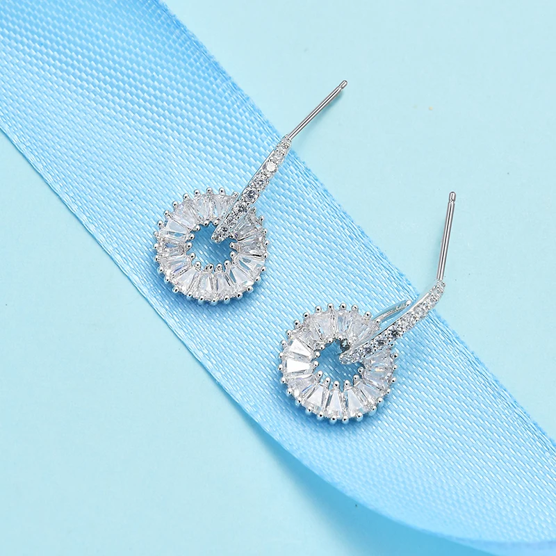 

Zhijia new arrival popular style round zircon crystal rhinestone women stud earrings vintage gifts for female