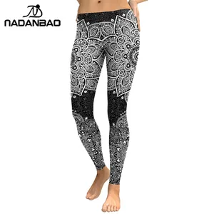Женские леггинсы для фитнеса с высокой талией и цветочным принтом