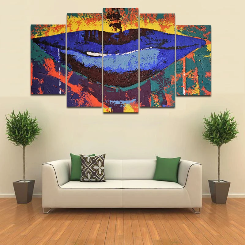 5 панелей/комплект фотографии красочные сексуальный рот холст картины Wall Art Для