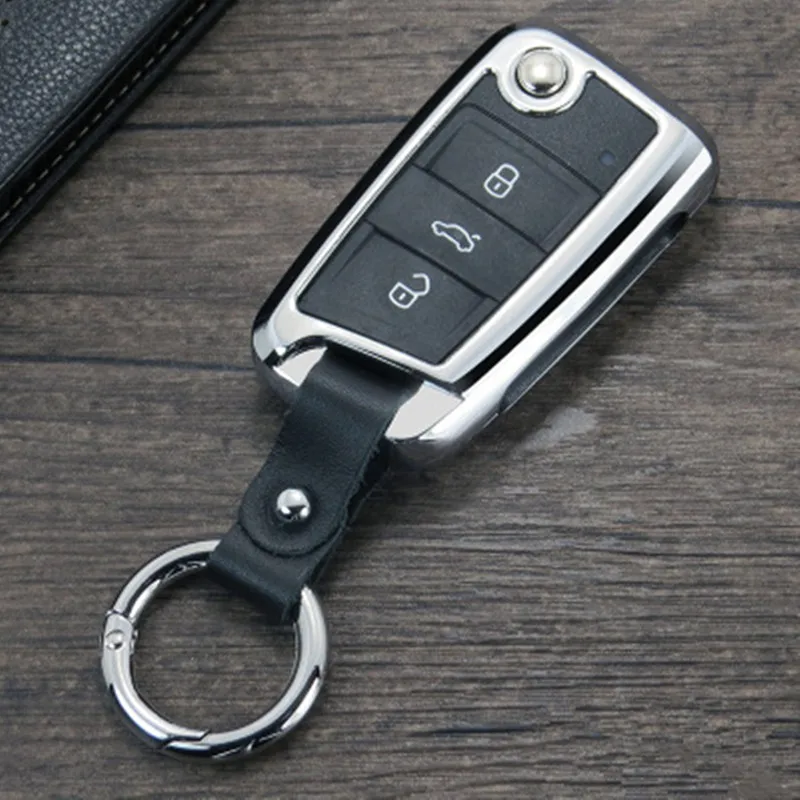 Zinc alloy leather Key Case Bag Cover For VW Golf 7 mk7 Skoda Octavia A7 New Polo Portect Car Accessories | Автомобили и