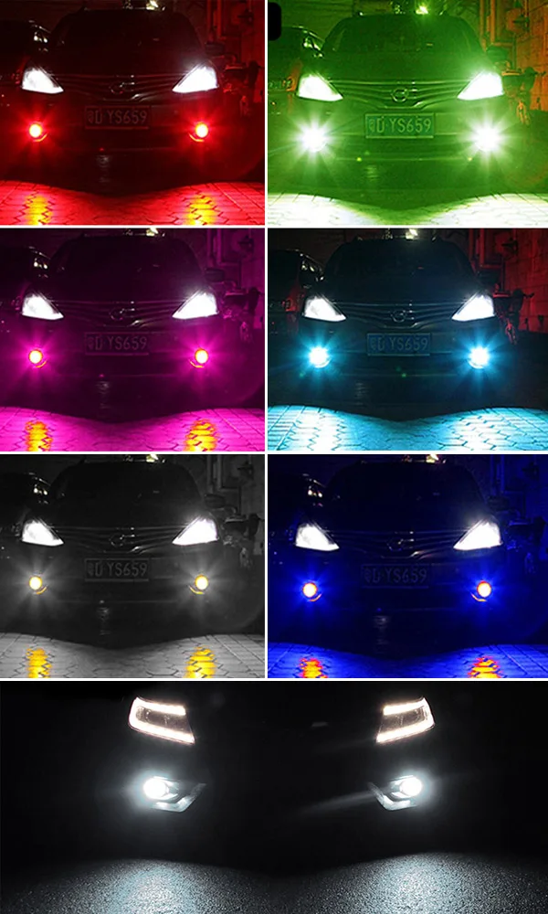 IJDM фар автомобиля 9005 HB3 светодиодный RGB чипы 9006 H10 светодиодный лампы смартфон приложение-Contro светодиодный для автомобиля противотуманных фар или дальнего света 12V