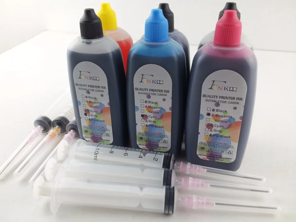 6x100ml Quality Dye Ink Replace For PGI-570PGBK CLI-571 BK C M Y GY Canon PIXMA MG7750 MG7751 MG7752 MG7753 printer | Компьютеры и