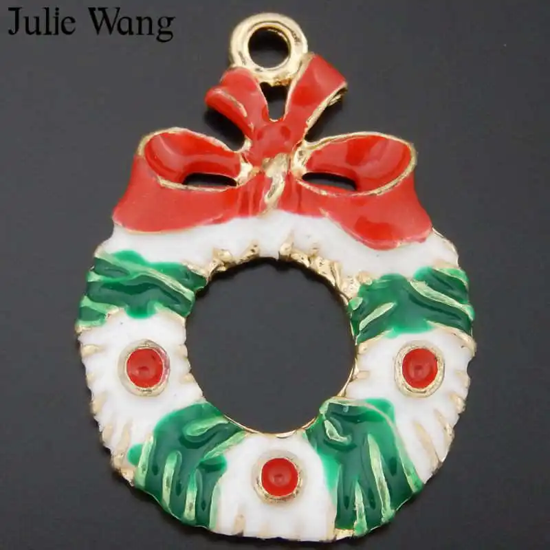 Julie Wang 10 шт. золотистый тональный сплав эмаль красочный Рождественский венок