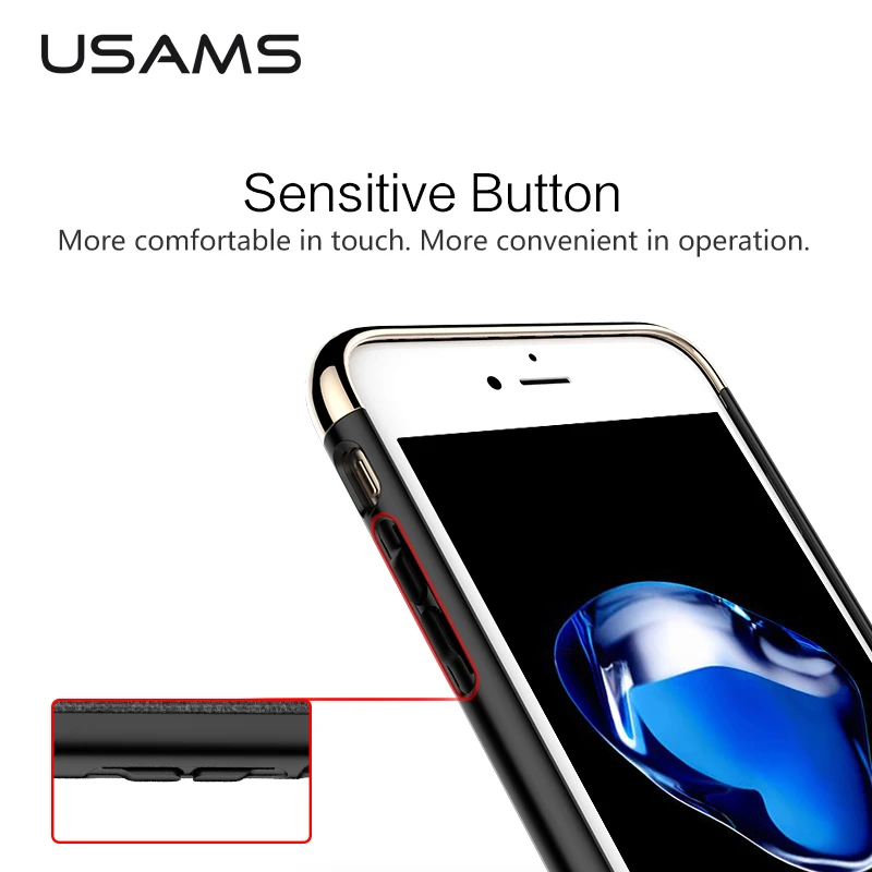 For iphone 7 &amp Plus Cover Case USAMS Elegant Series Plating PC+PU Three-splicing anti-knock Back for iphone7 cover |