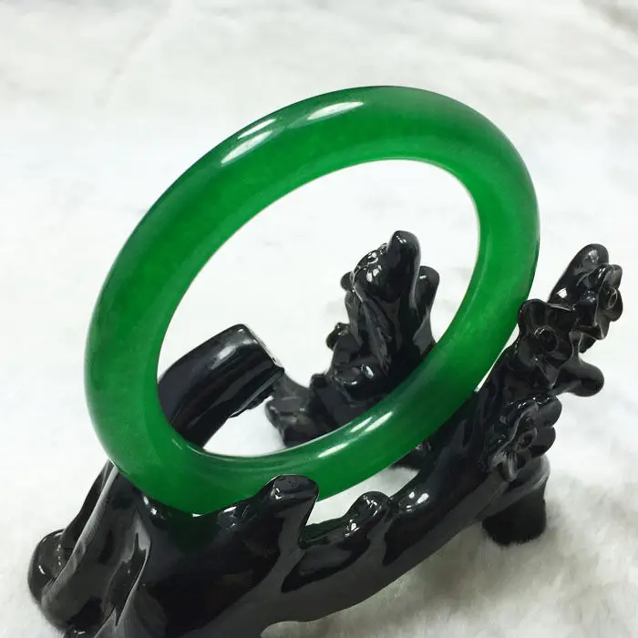 Винтажный китайский браслет с натуральным Изумрудом и зеленым нефритом 57 мм