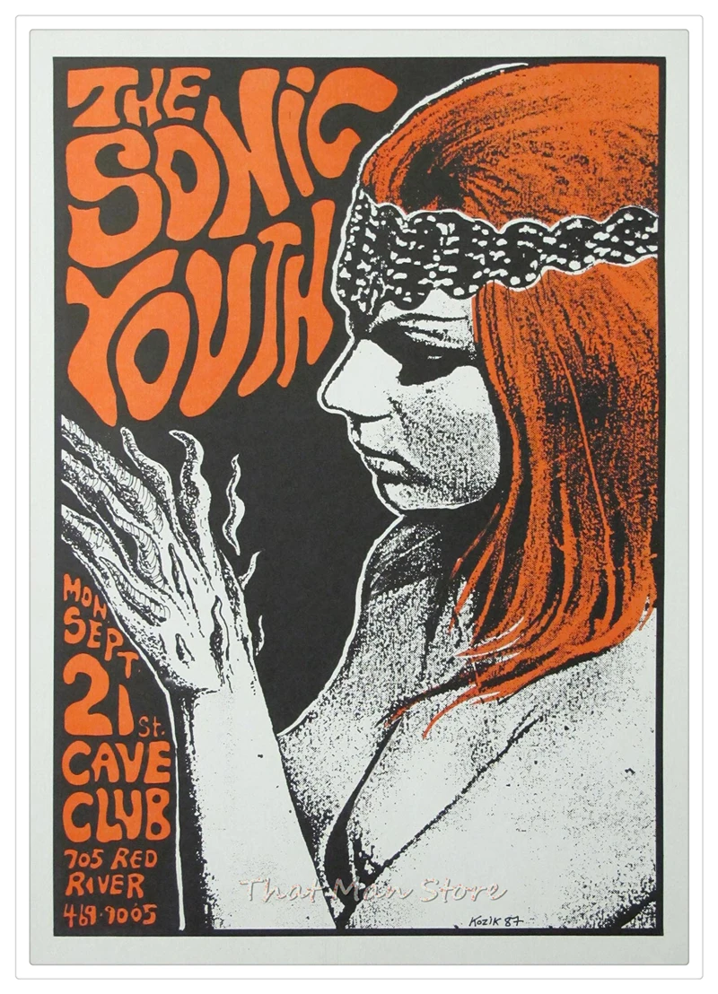 Sonic Youth панк-рок украшения для дома, белая крафт-бумага, плакат, рисунок, наклейки на стену
