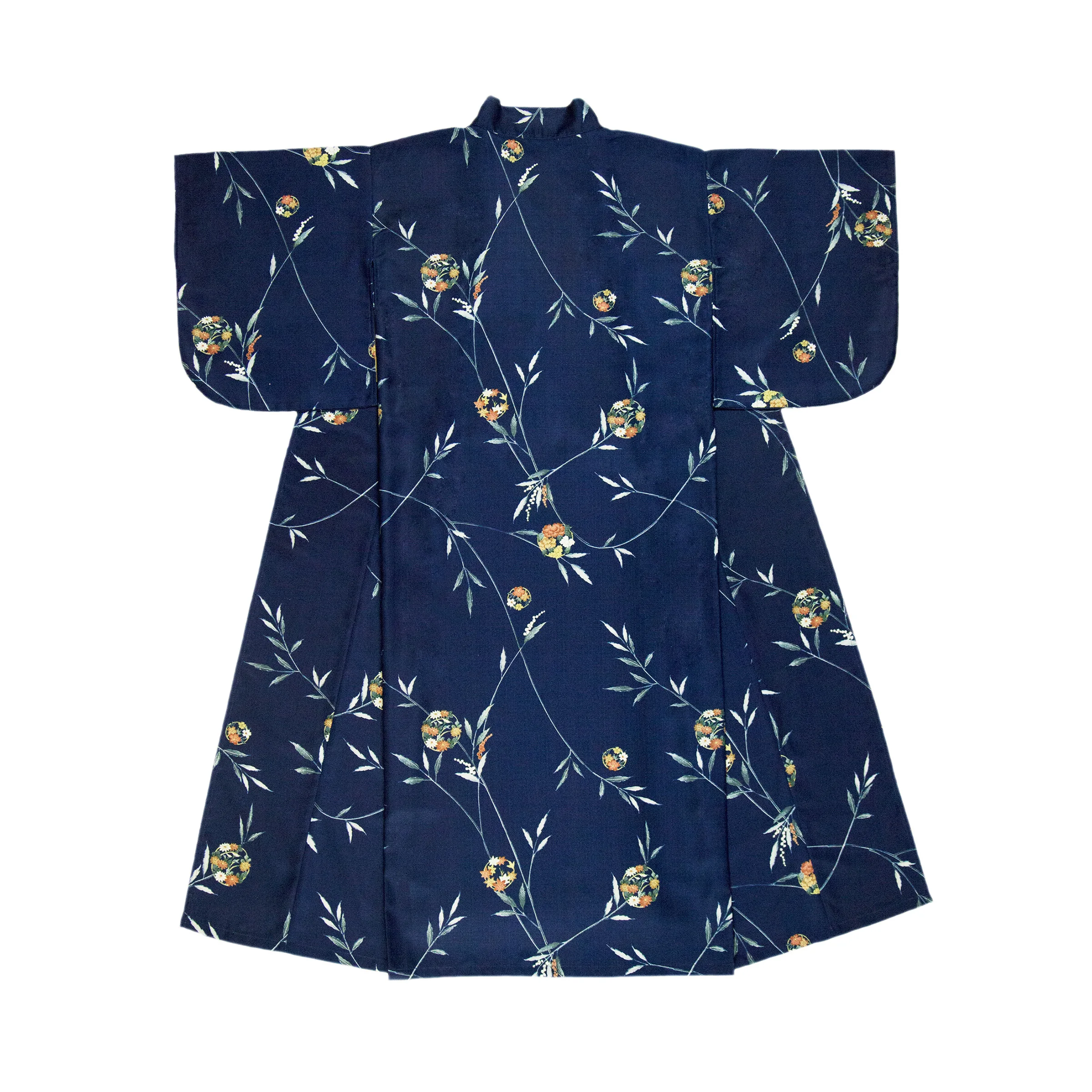 

Japanese Vintage Women Evening Dress Blue Novelty Kimono Yukata Print Flower Robe Gown Elegant Stage Performance Clothes