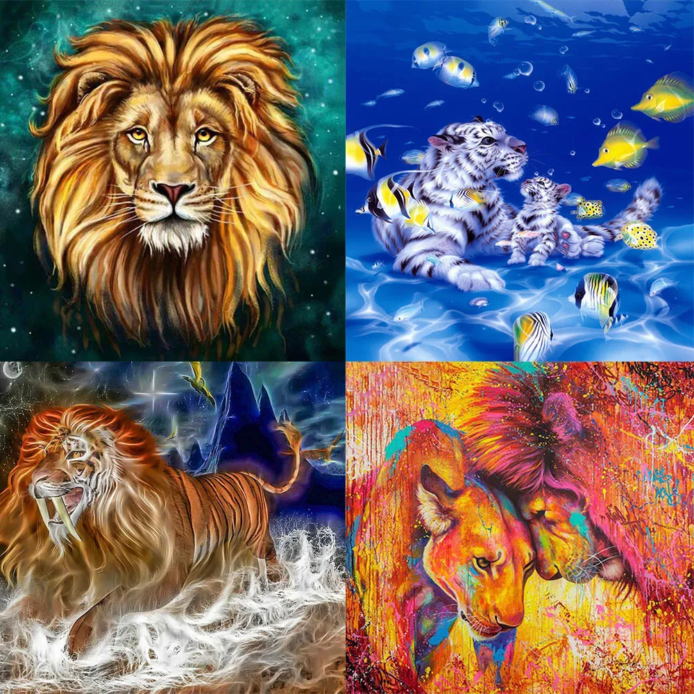 

Full Drill Diamond Painting Fantasy Lion Tiger Animal 5d Diamond Embroidery Sale Diamond Picture Of Rhinestones Home Decor Gift