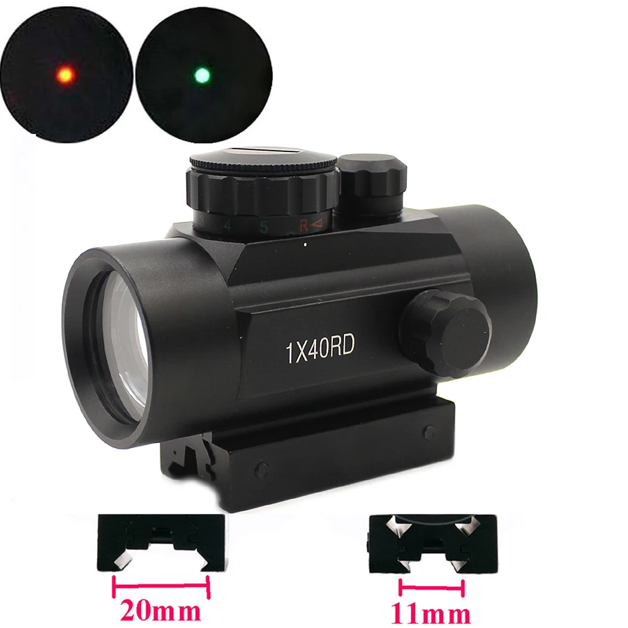 Голографический 1x40 Red Dot смотреть страйкбол Red Green Dot прицел охотничий прицел 11 мм 20 мм рейку Коллиматорный прицел