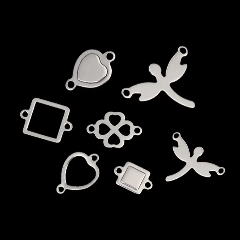 20 шт серебряный цвет из нержавеющей стали полые овальные квадратные подвески в