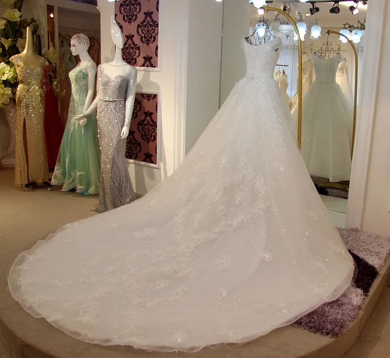Vestidos de Noiva de Luxo реальное фото свадебное платье королевские свадебные платья для принцесс бисера блестками Длинные Шлейфы для свадебных платьев