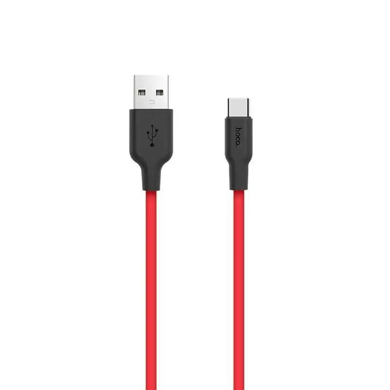 Red Type C HOCO X21 силиконовый TPE 1 м/3.3ft 2A кабель передачи данных для быстрой зарядки провод для Android мобильного телефона магнит Microusb кабель для передачи данных провод - Цвет: Red Type C